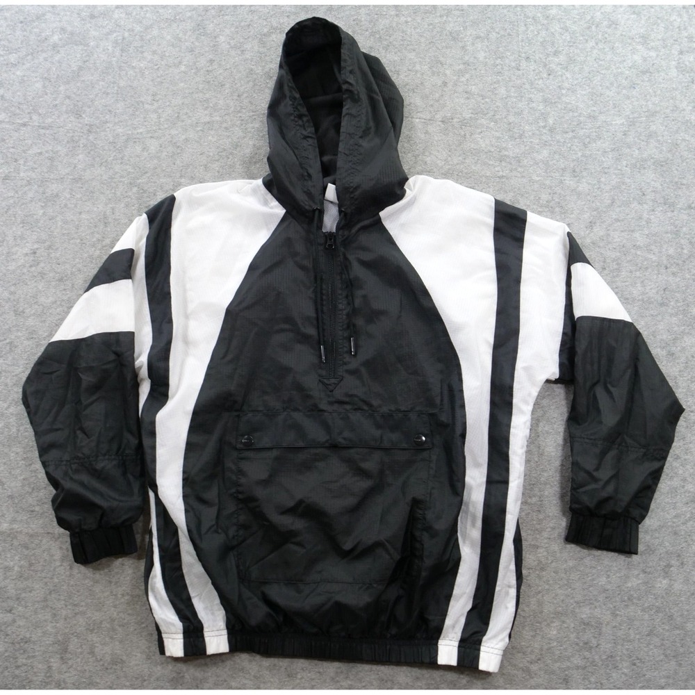 Adidas Jacket Womens Small Black White Eqt Windbreaker Pullover Hooded